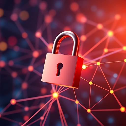 A stylized image representing data privacy, with a lock overlaid on a network of interconnected nodes, symbolizing the protection of personal information in a digital world.