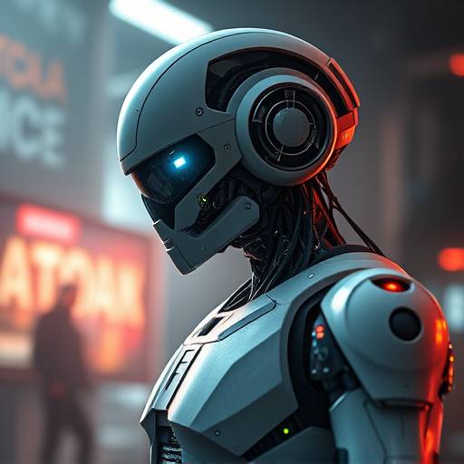 Poster for the TV show Sentient Machines, showing a futuristic android.